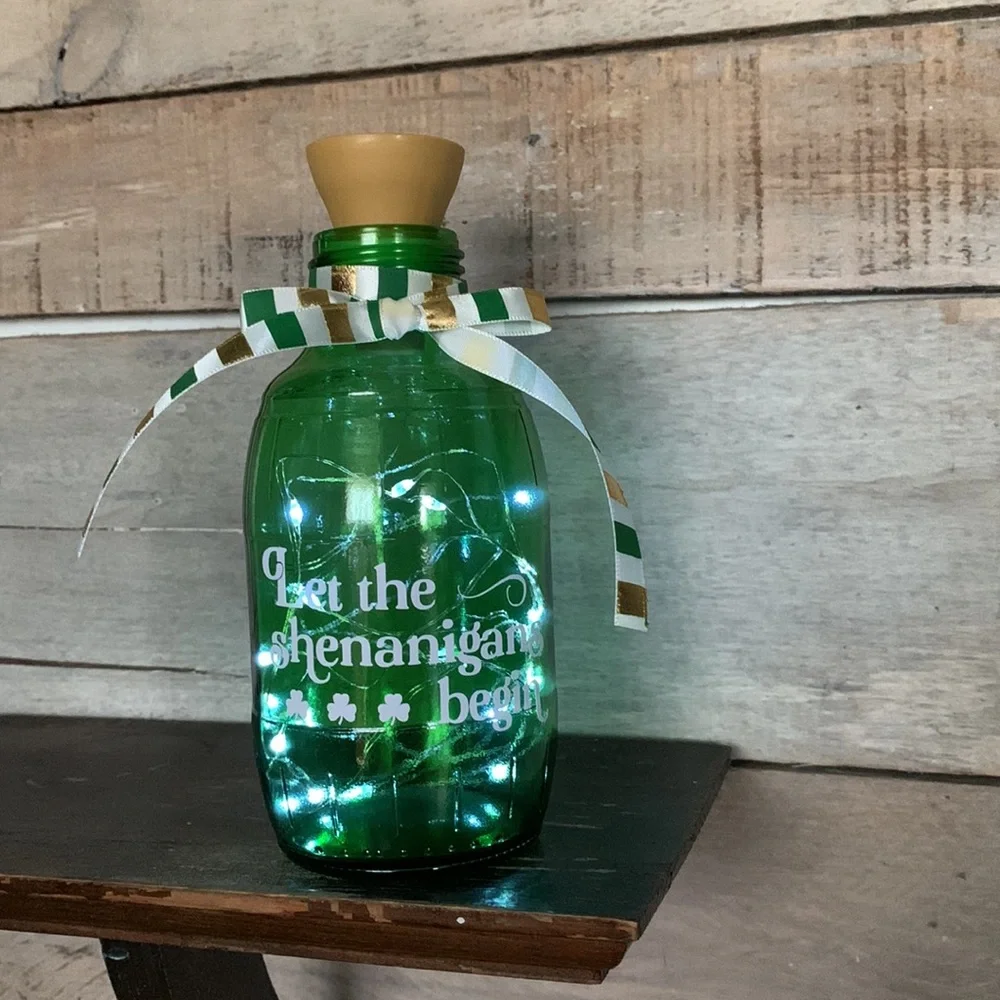 Playful Green Glass Bottle with Yellow Top